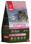 БЛИТЦ BLITZ Holistic Сухой корм для котят, беременных и кормящих кошек со свежей индейкой и рыбой