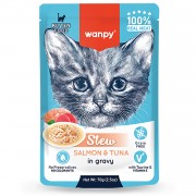 ВАНПИ WANPY пауч для котят нежное рагу из лосося и тунца 70г