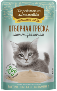 ДЕРЕВЕНСКИЕ ЛАКОМСТВА Домашние обеды пауч для котят отборная треска паштет 70г