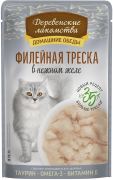 ДЕРЕВЕНСКИЕ ЛАКОМСТВА Домашние обеды пауч для кошек Филейная треска в нежном желе 70г