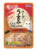 ИНАБА INABA CIAO Умами Пауч суп для кошек тунец Магуро с морским гребешком 40г