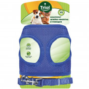 ТРИОЛ Комплект мягкая шлейка-жилетка и поводок нейлоновый Синий XS