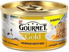 ГУРМЕТ GOLD консервы для кошек Нежные биточки Курица Морковь  85 гр
