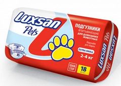 ЛЮКСАН LUXSAN Pets Подгузники для животных  XSmall 2-4 кг - 18 шт