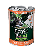 МОНЖ NATURAL DOG консервы BWILD GRAIN FREE для щенков Утка с тыквой и кабачками