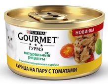 ГУРМЕТ GOLD консервы для кошек Натуральные рецепты Курица на пару с томатами
