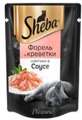ШЕБА пауч 85 гр Pleasure для кошек Форель Креветки ломтики в соусе
