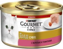 ГУРМЕТ GOLD консервы для кошек Суфле Форель с томатами 85 гр