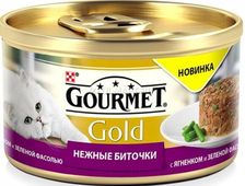 ГУРМЕТ GOLD консервы для кошек Нежные биточки Ягненок Фасоль 85 гр