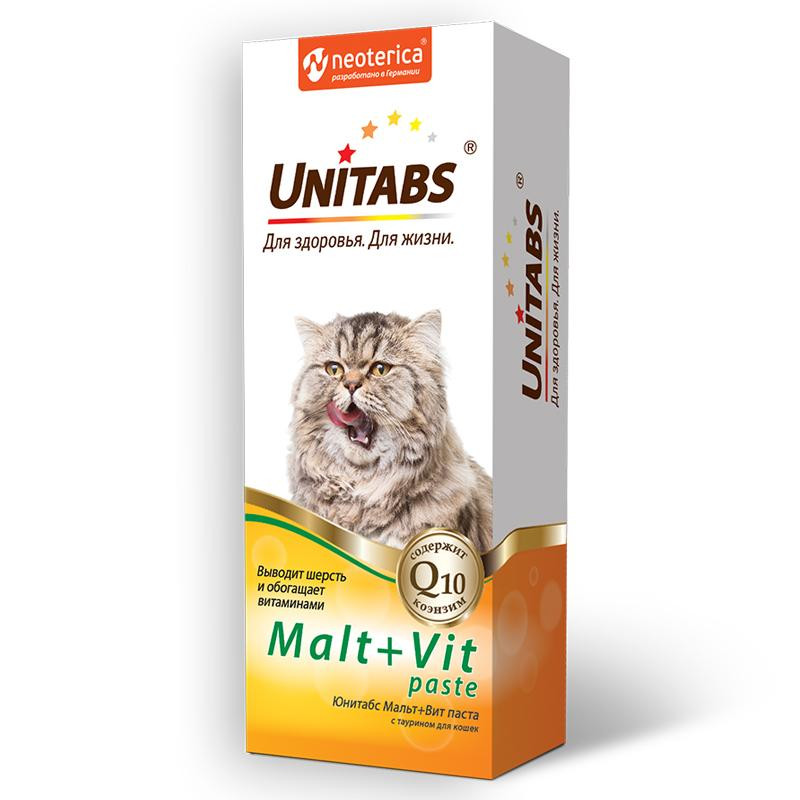 ЮНИТАБС Unitabs Malt+Vit Paste Паста для вывода шерсти с таурином 120 мл