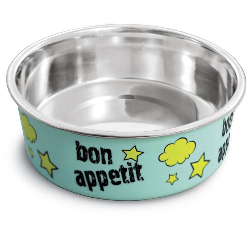 ТРИОЛ Миска металлическая на резинке "Bon Appetit", 0,45л