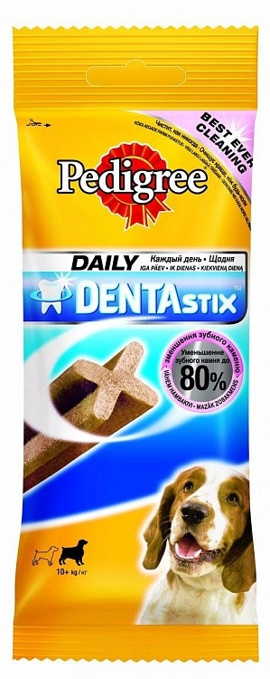 ПЕДИГРИ Dentastix Лакомство для собак для чистки зубов Семь пластинок 180 гр