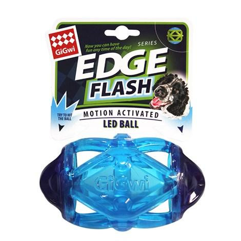 ГИГВИ GIGWI Игрушка для собак EDGE FLASH Регби мяч светящийся 15 см Голубой/фиолетовый (арт.75479)