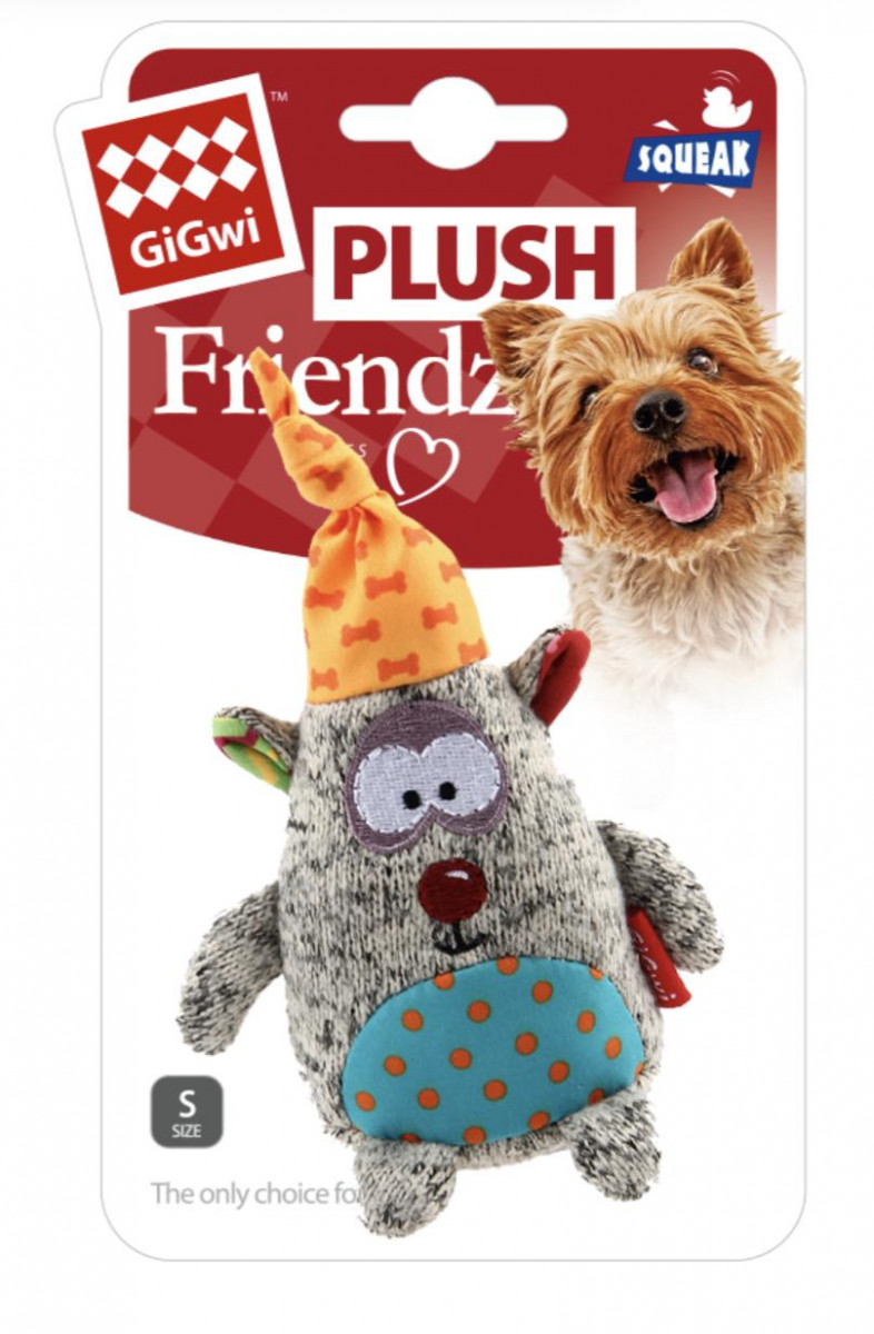 ГИГВИ GIGWI Игрушка для собак PLUSH FRIENDZ Мишка с пищалкой 16 см (арт.75401)