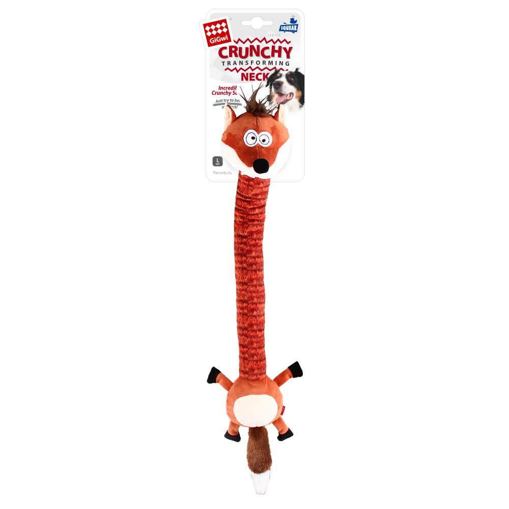 ГИГВИ GIGWI Игрушка для собак CRUNCHY NECK Лиса с пищалкой 40 см (арт.75414)