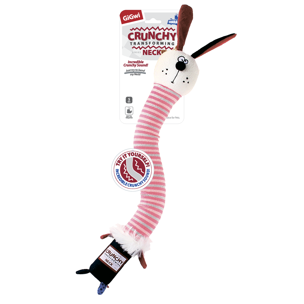 ГИГВИ GIGWI Игрушка для собак CRUNCHY NECK Заяц с пищалкой 28 см (арт.75516)
