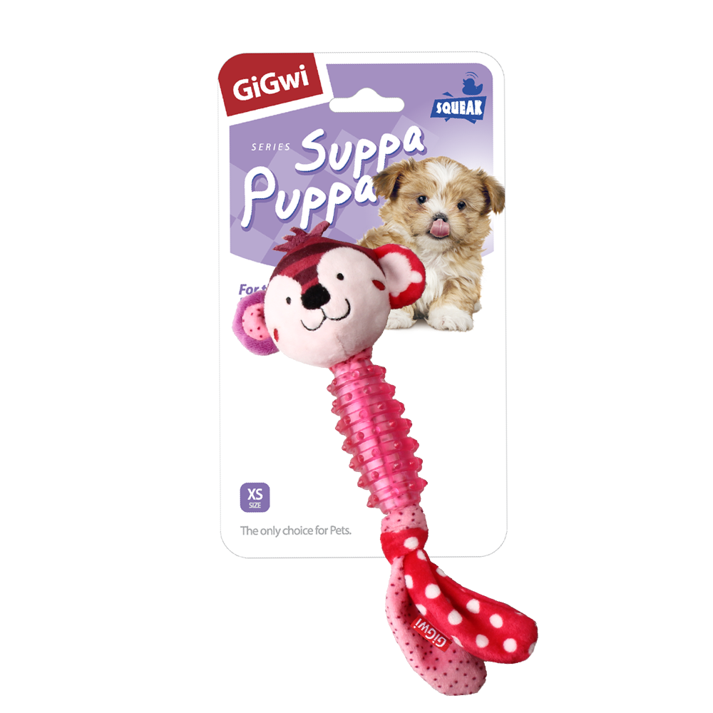ГИГВИ GIGWI Игрушка для собак SUPPA PUPPA Обезьяна с пищалкой (арт.75530)