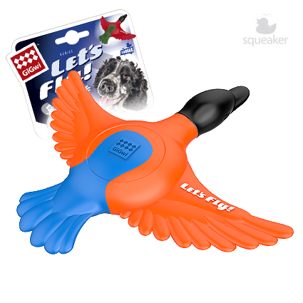 ГИГВИ GIGWI Игрушка для собак LET’S FLY Утка для метания с пищалкой 30 см (арт.75427)