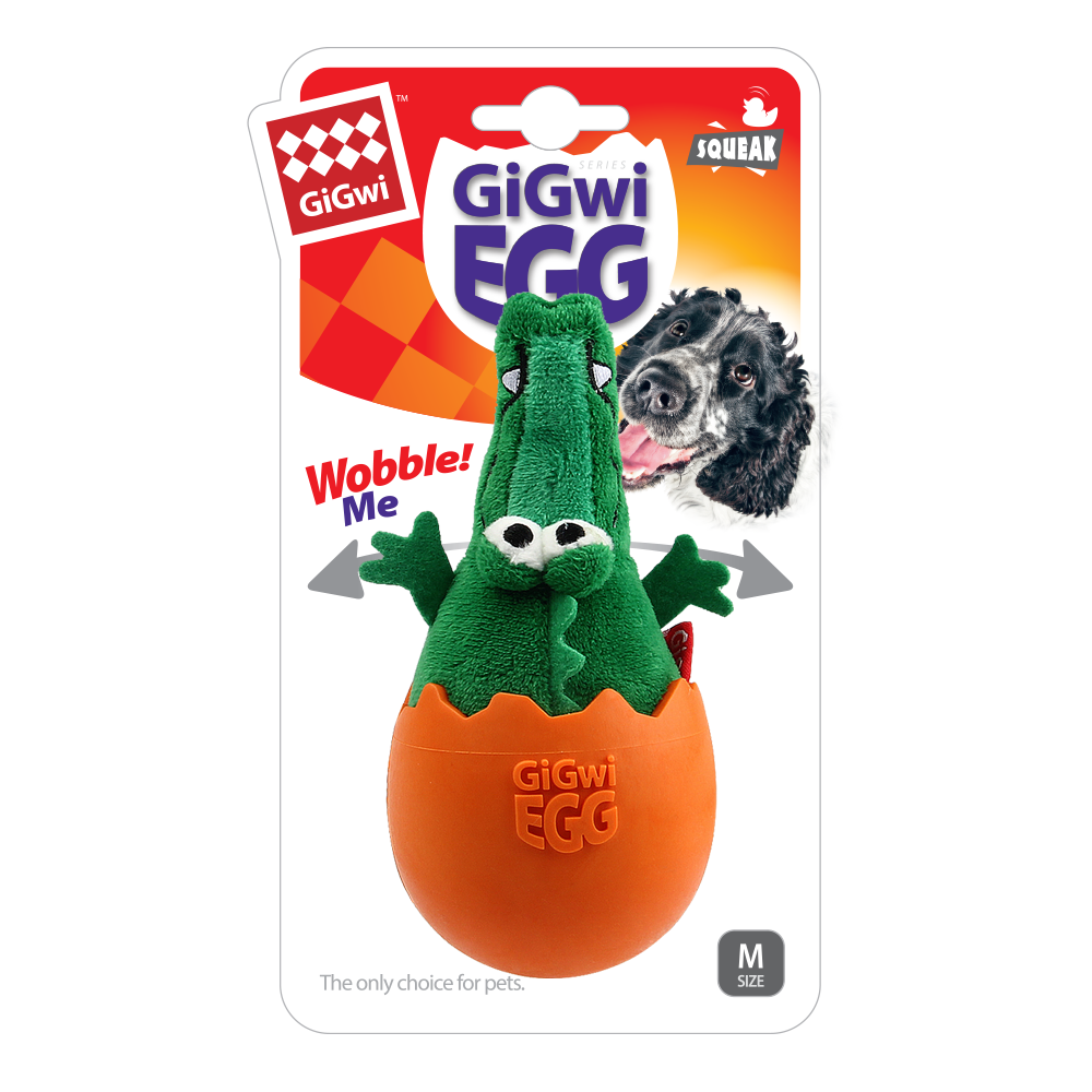 ГИГВИ GIGWI Игрушка для собак GIGWI EGG Крокодил в яйце с пищалкой 14 см (арт.75462)