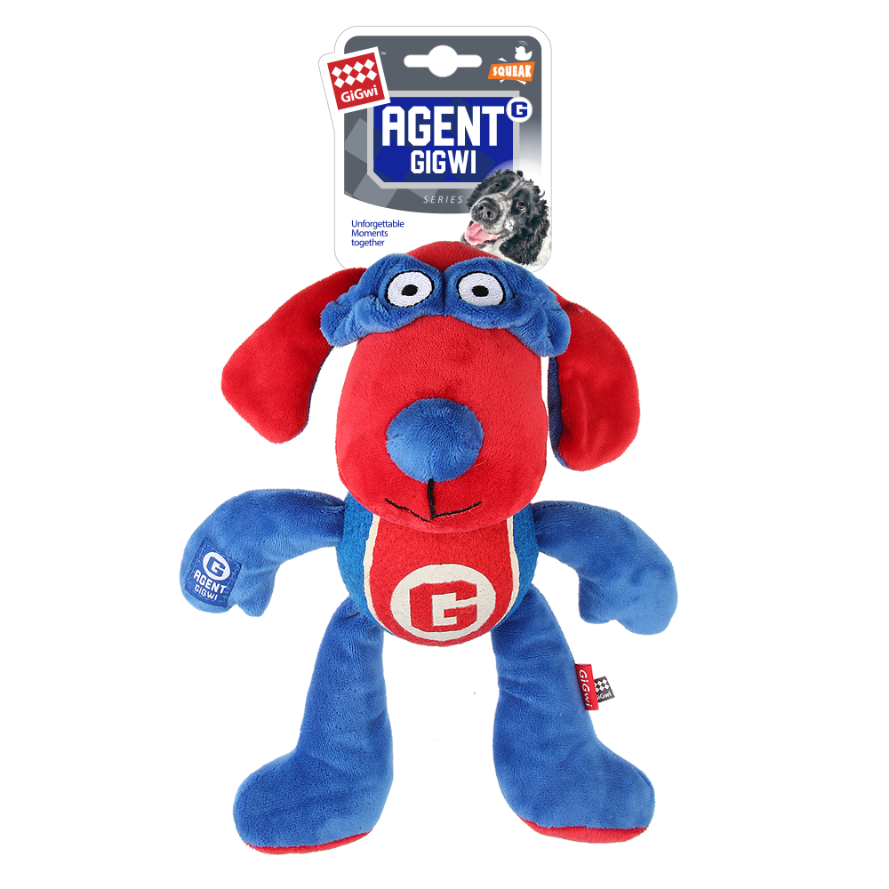 ГИГВИ GIGWI Игрушка для собак AGENT GIGWI Собака с теннисным мячом и пищалкой 28 см (арт.75465)