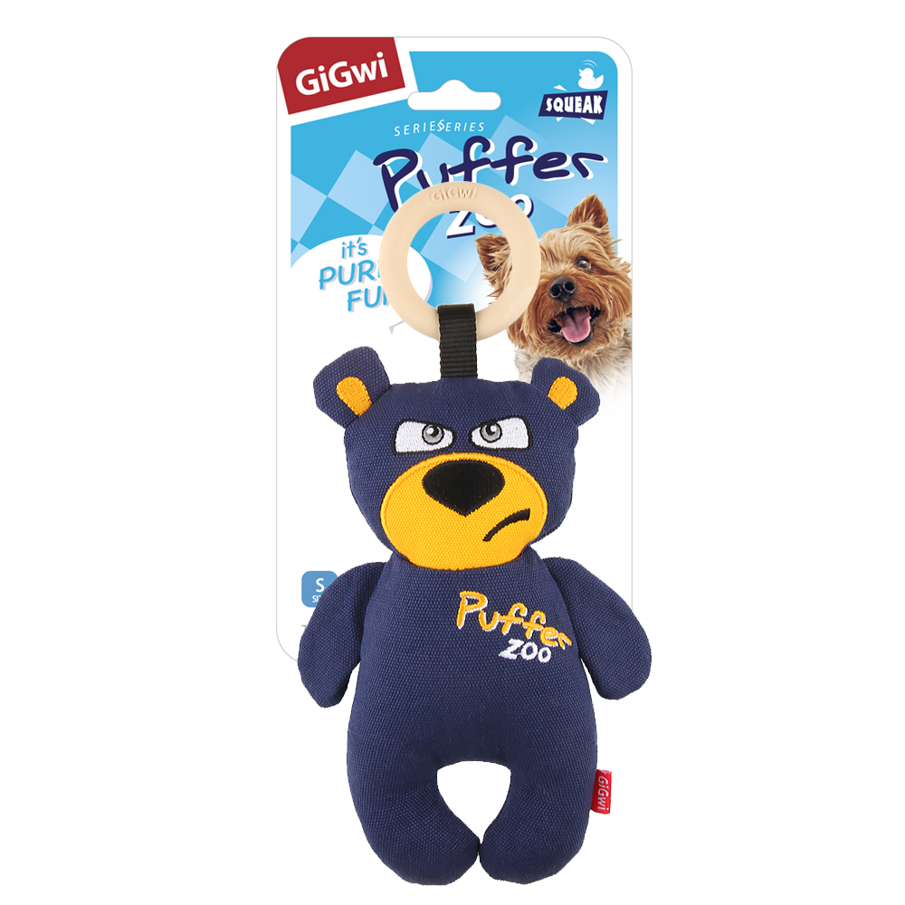 ГИГВИ GIGWI Игрушка для собак PUFFER ZOO Медведь с пищалкой 26 см (арт. 75500)