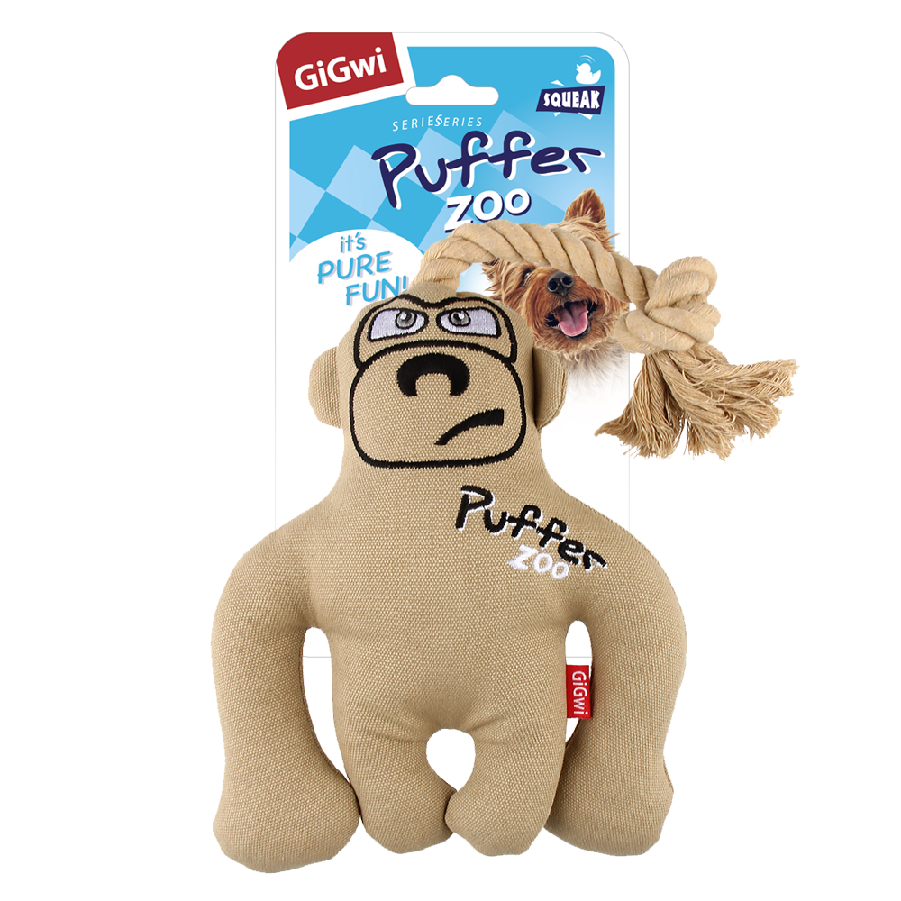 ГИГВИ GIGWI Игрушка для собак PUFFER ZOO Обезьяна с пищалкой 31 см (арт. 75501)