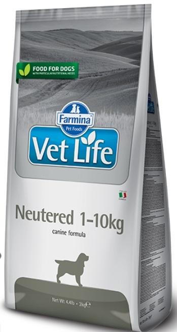 ФАРМИНА Vet Life Dog Neutered сухой корм для кастрированных или стерилизованных собак весом до 10 кг для контроля веса и профилактики развития мочекаменной болезни