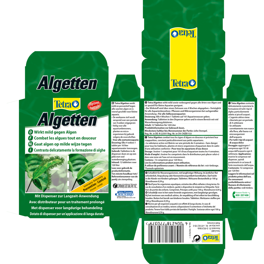 ТЕТРА Tetra Algetten средство для борьбы с водорослями длительного действия в виде таблеток