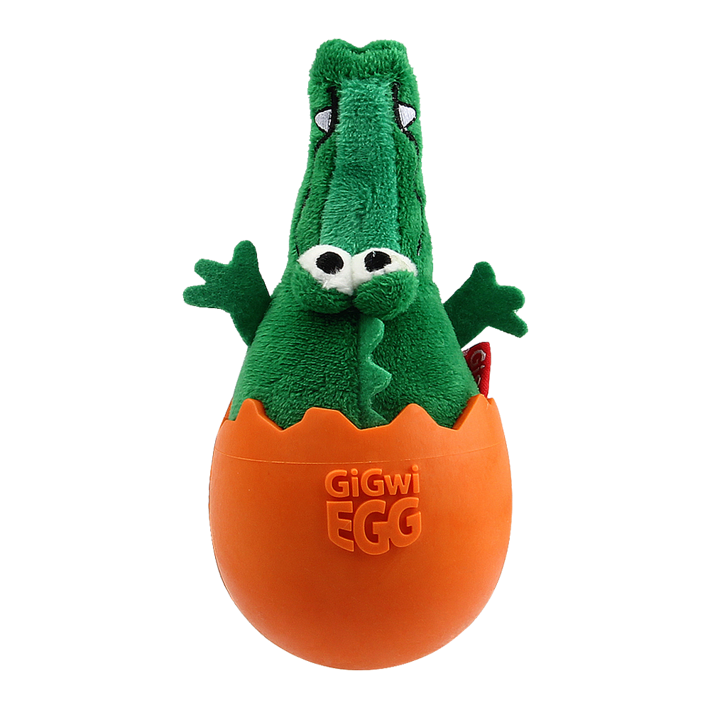 ГИГВИ GIGWI Игрушка для собак GIGWI EGG Крокодил в яйце с пищалкой 14 см (арт.75462)