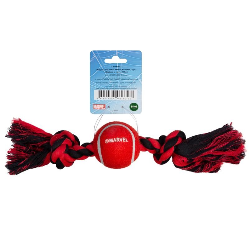 ТРИОЛ Игрушка для собак MARVEL ЧЕЛОВЕК ПАУК Веревка и мяч d70/310мм (арт. 12111085)