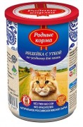 РОДНЫЕ КОРМА консервы для кошек Индейка с уткой по-уездному/ 410 гр