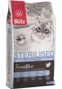БЛИТЦ BLITZ Sensitive Adult Sterilised Cat сухой корм для стерилизованных кошек Индейка