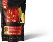 КЛАН CLAN De File пауч для кошек Индейка с креветками и семенами льна в соусе/ 85 гр