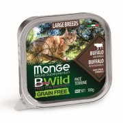 МОНЖ NATURAL CAT консервы BWILD GRAIN FREE для кошек крупных пород Буйвол с овощами 100 гр