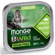МОНЖ NATURAL CAT консервы BWILD GRAIN FREE для стерилизованных кошек Кабан с овощами 100 гр