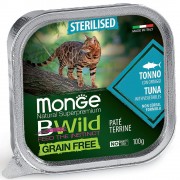 МОНЖ NATURAL CAT консервы BWILD GRAIN FREE для стерилизованных кошек Тунец с овощами 100 гр