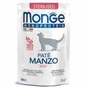 МОНЖ MONOPROTEIN CAT пауч 85 гр Pate Manzo паштет для стерилизованных кошек Говядина