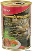 НОЧНОЙ ОХОТНИК консервы для взрослых кошек Ягненок - мясные кусочки в желе/ 415 гр