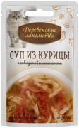 ДЕРЕВЕНСКИЕ ЛАКОМСТВА пауч для взрослых кошек Суп из курицы с Говядиной и шпинатом