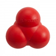 ПЛЭЙЛОДЖИ (PLAYOLOGY) хрустящий жевательный тройной мяч SQUEAKY BOUNCE BALL с пищалкой и с ароматом говядины, красный
