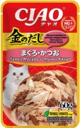 ИНАБА INABA CIAO Kinnodashi пауч для кошек Тунец Магуро и тунец Кацуо/ 60 гр