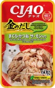 ИНАБА INABA CIAO Kinnodashi пауч для кошек Тунец Магуро и тунец Кацуо с семгой/ 60 гр