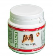 ПОЛИДЕКС (POLIDEX) Super Wool plus витаминный комплекс для собак для поддержания естественной красоты шерсти 150 таб.