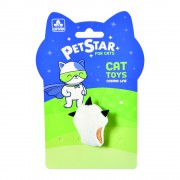 ПэтСтар (PetStar) Игрушка для кошек Лапка с мятой плюшевая, белая/бежевая, 3*6 см
