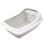 ТРИОЛ Туалет для кошек прямоугольный с ассиметричным бортом "Волна", серый/белый, 455*350*200мм