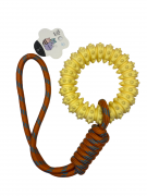 СВ SILICAT Игрушка для собак Кольцо резиновое с шипами на веревке, светлое D13 см