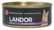 ЛАНДОР (LANDOR) консервы для взрослых кошек паштет с Кроликом и черникой