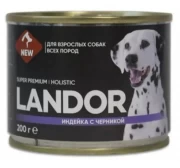 ЛАНДОР (LANDOR) консервы для собак всех пород паштет Индейка с черникой 200 гр