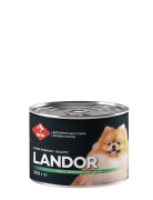 ЛАНДОР (LANDOR) консервы для собак мелких пород паштет Утка с зеленым горошком 200 гр