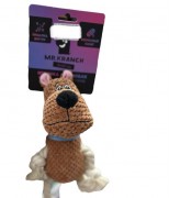 МИСТЕР КРАНЧ (Mr.Kranch) Игрушка для собак "Собачка" плюшевая с канатиками и пищалкой 22 см коричневая